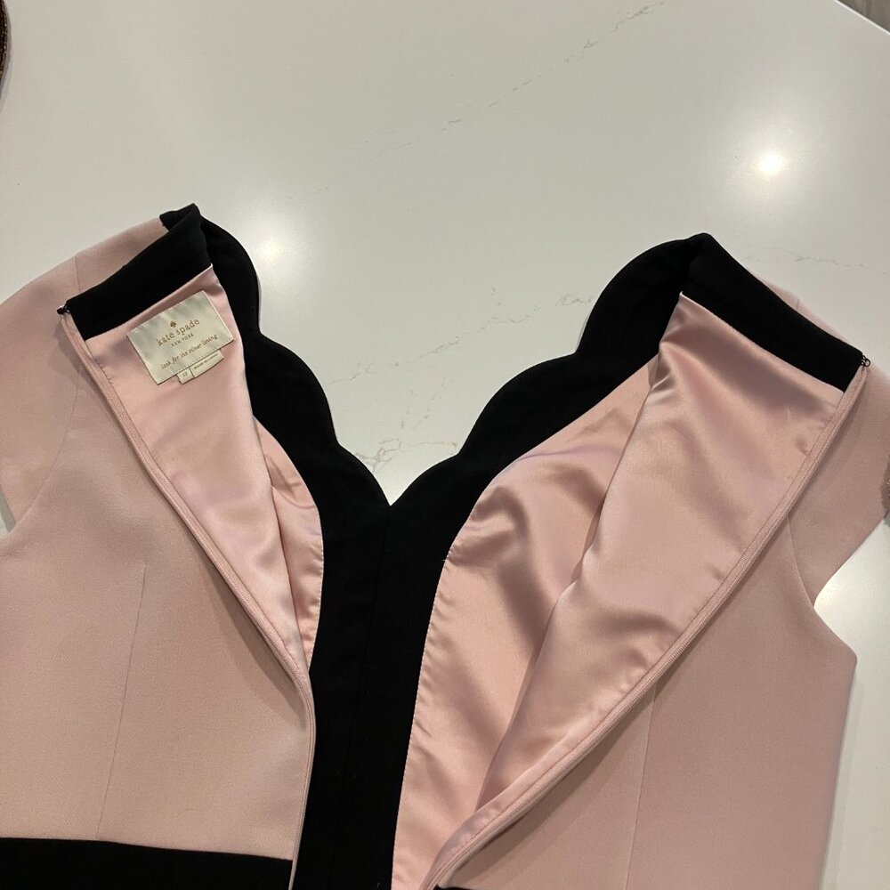 kate spade Pink and Black Scallop Trim Cap Sleeve Dress - Picture 5 of 5
